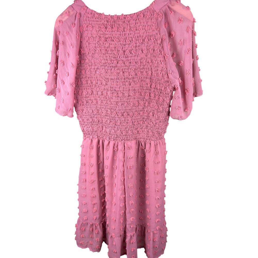 NWT BTFBM Smocked Swiss dot puff sleeve dress sz medium - Picture 3 of 4
